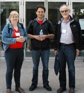 At 2012 SIAM Conference on Discrete Mathmeatics in Halifax,  Nova Scotia, from left to right: Karen Collins, Chair of SIAM Activity Group on Discrete Mathematics (SIAG/DM); Zeev Dvir,  2012 Denes Konig Prize winner; Pavol Hell, 2012 SIAM Fellow.